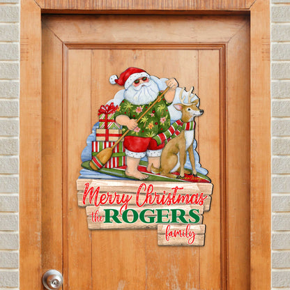 Personalized Santa Holiday Welcome Door Hanger