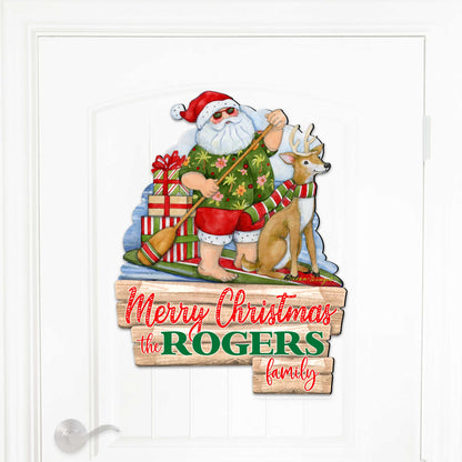 Personalized Santa Holiday Welcome Door Hanger