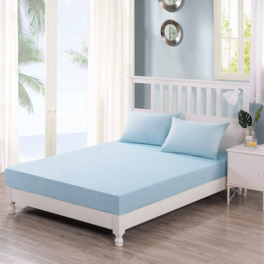 DaDa Cotton Light Sky Blue Fitted Sheet