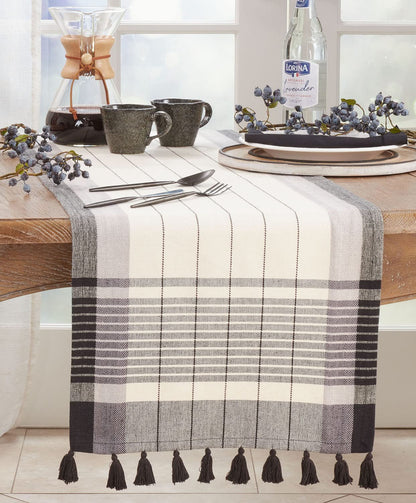 Fennco Striped Tassel Table Runner, 16 × 72 Inch