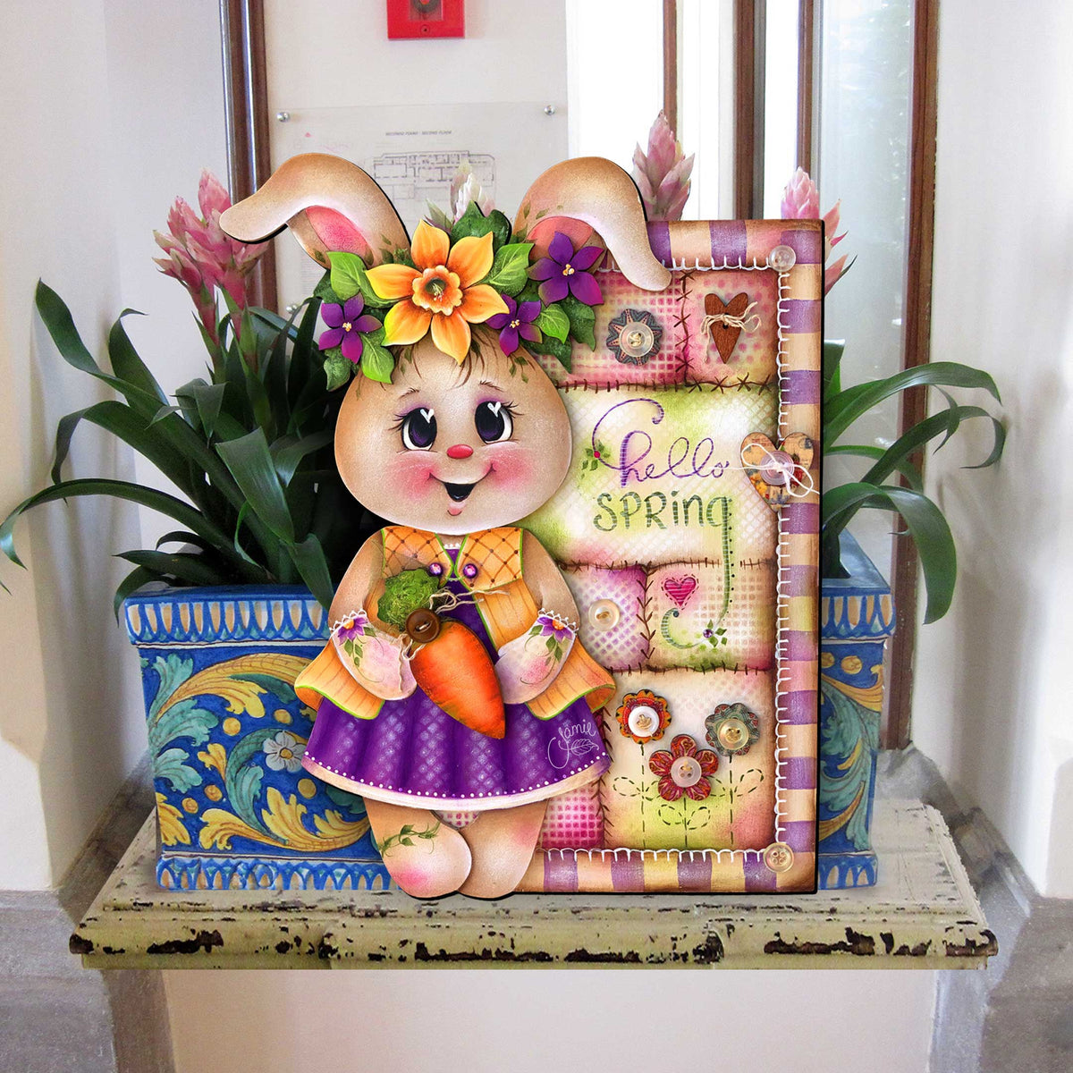 Rustic Spring Bunny Easter Door Hanger