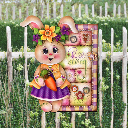 Rustic Spring Bunny Easter Door Hanger