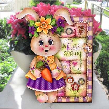 Rustic Spring Bunny Easter Door Hanger