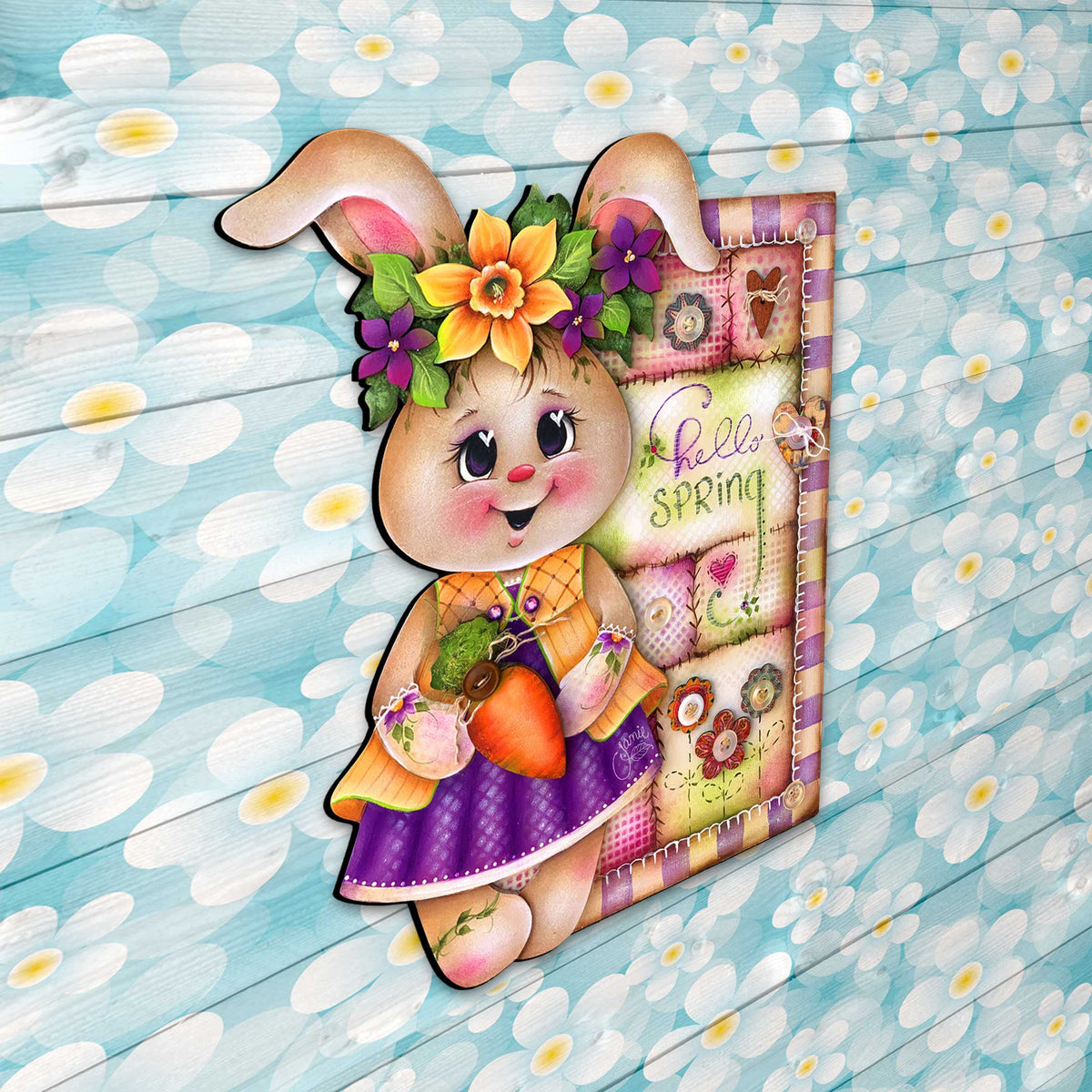 Rustic Spring Bunny Easter Door Hanger