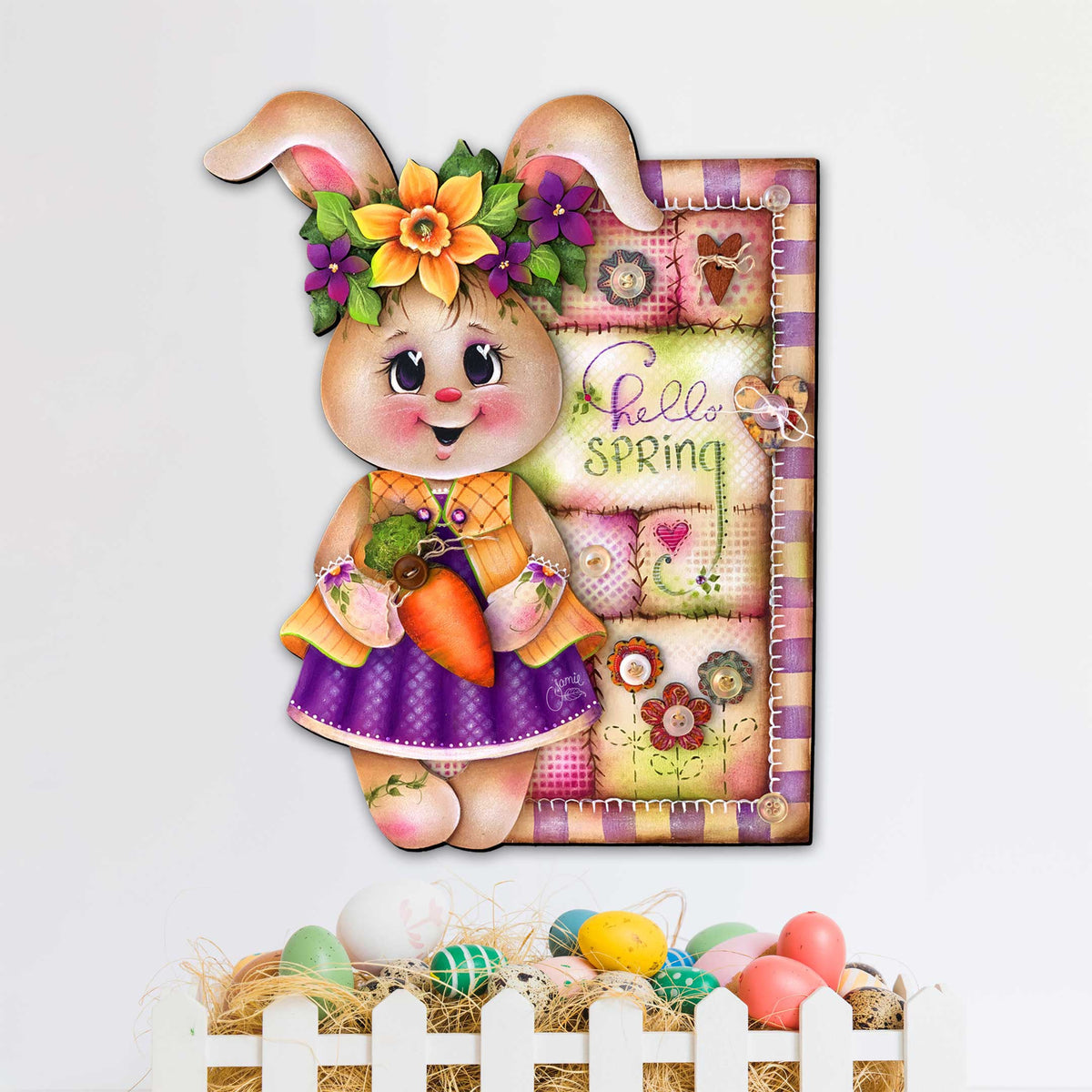 Rustic Spring Bunny Easter Door Hanger
