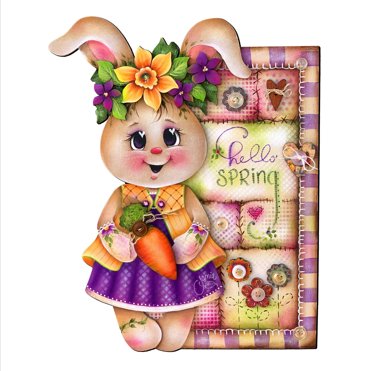 Rustic Spring Bunny Easter Door Hanger