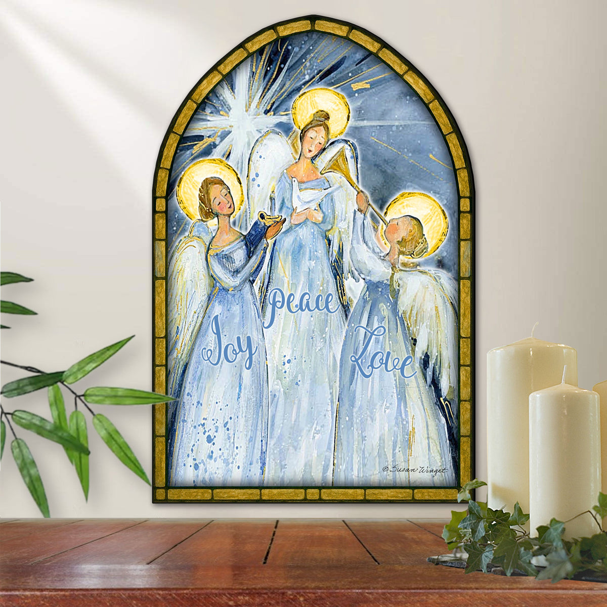 Wooden Joy Peace Love Door Hanger