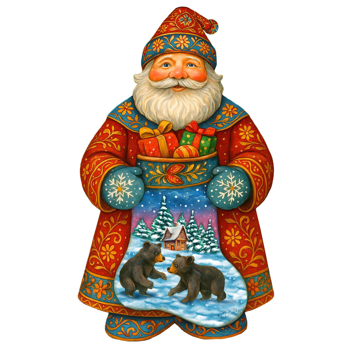 Wooden Santa Door Hanger with Gifts & Bears