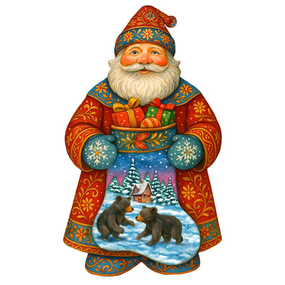 Wooden Santa Door Hanger with Gifts & Bears