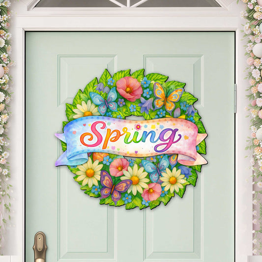 Spring Floral Wreath Door Hanger