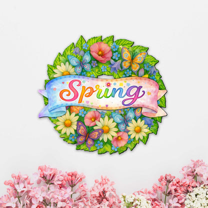 Spring Floral Wreath Door Hanger