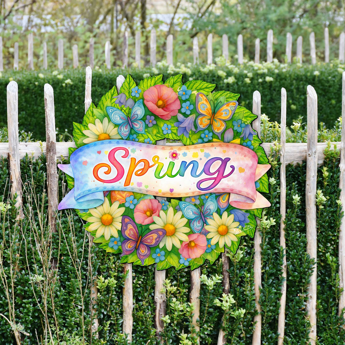 Spring Floral Wreath Door Hanger