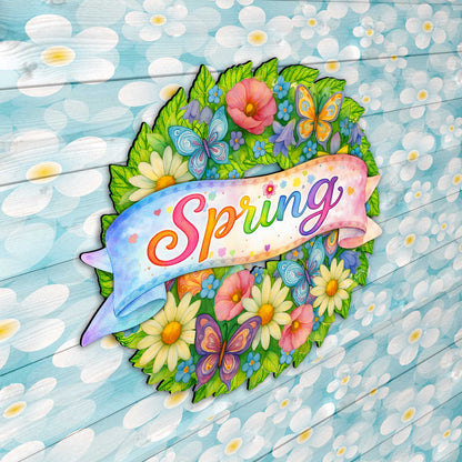Spring Floral Wreath Door Hanger