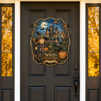 Witch’s Potion Shop Halloween Wooden Door Hanger