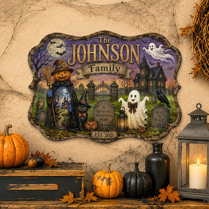 Personalized Halloween Family Wooden Door Hanger