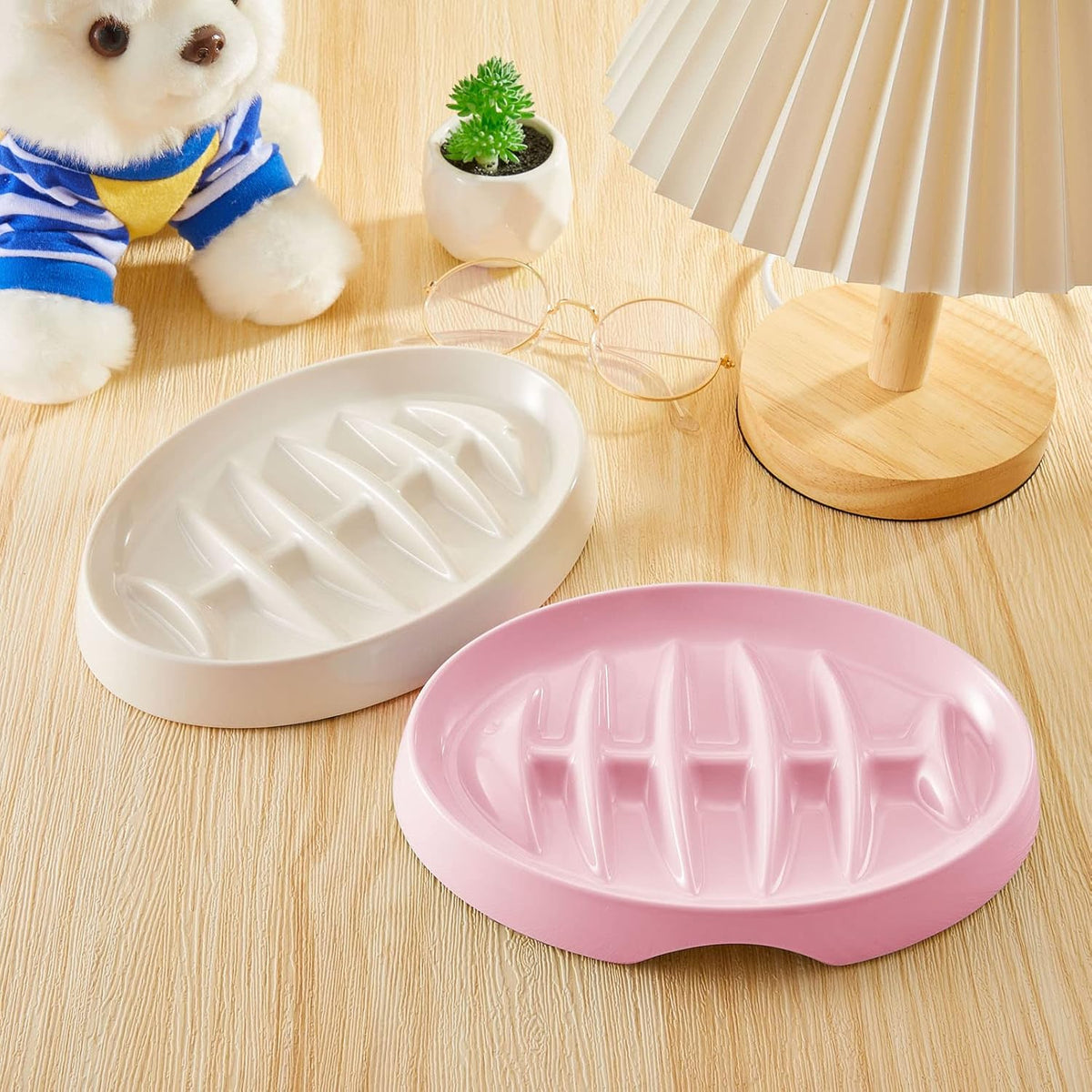 Fishbone Slow Feeder Bowl for Cats & Small Dogs