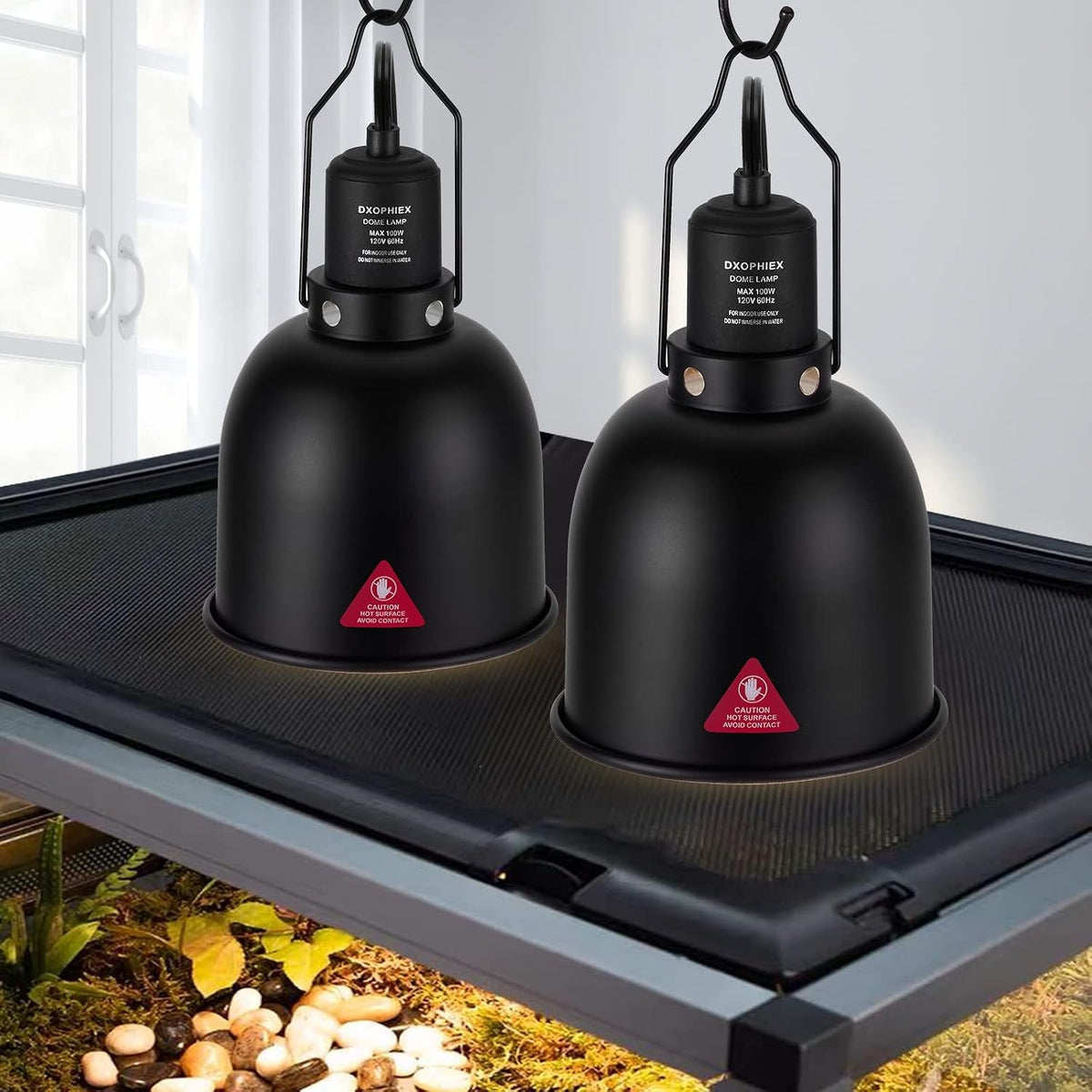 DXOPHIEX Deep Dome Reptile Heat Lamp Fixture