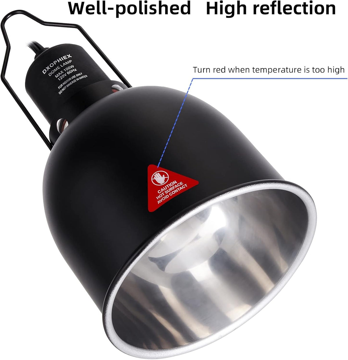 DXOPHIEX Deep Dome Reptile Heat Lamp Fixture