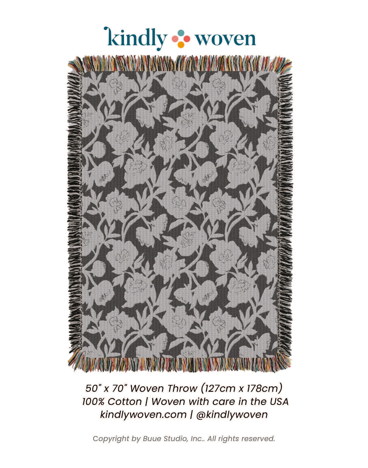 Neutral Floral Woven Throw Blanket