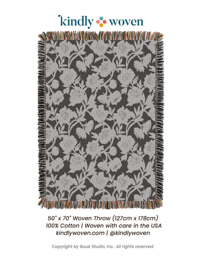 Neutral Floral Woven Throw Blanket
