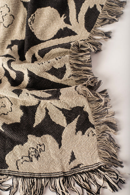 Neutral Floral Woven Throw Blanket