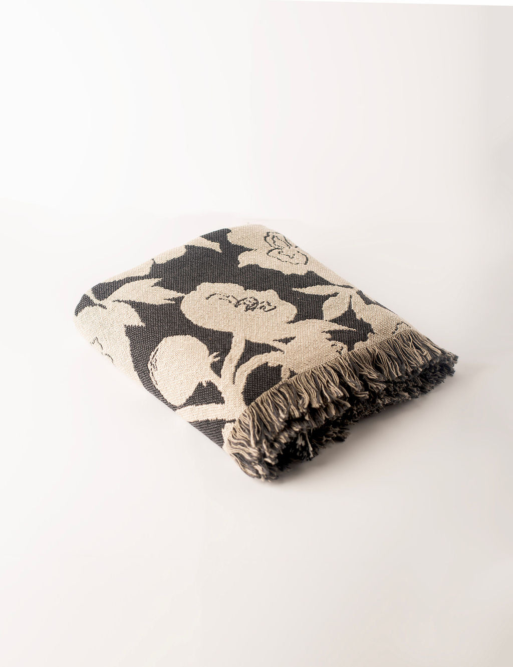 Neutral Floral Woven Throw Blanket
