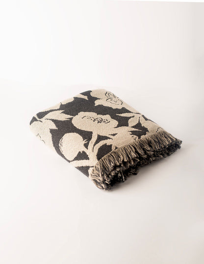 Neutral Floral Woven Throw Blanket