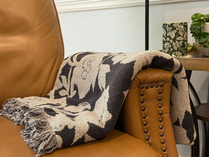 Neutral Floral Woven Throw Blanket