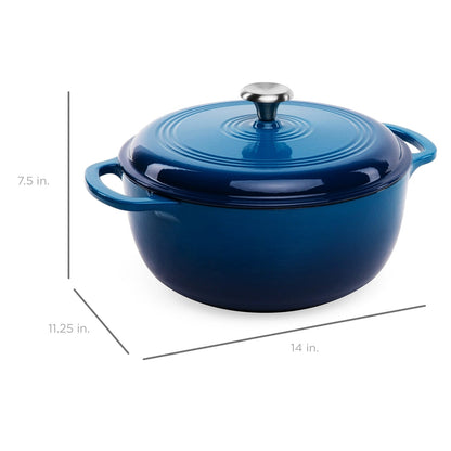 6 Quart Blue Enamel Cast-Iron Dutch Oven
