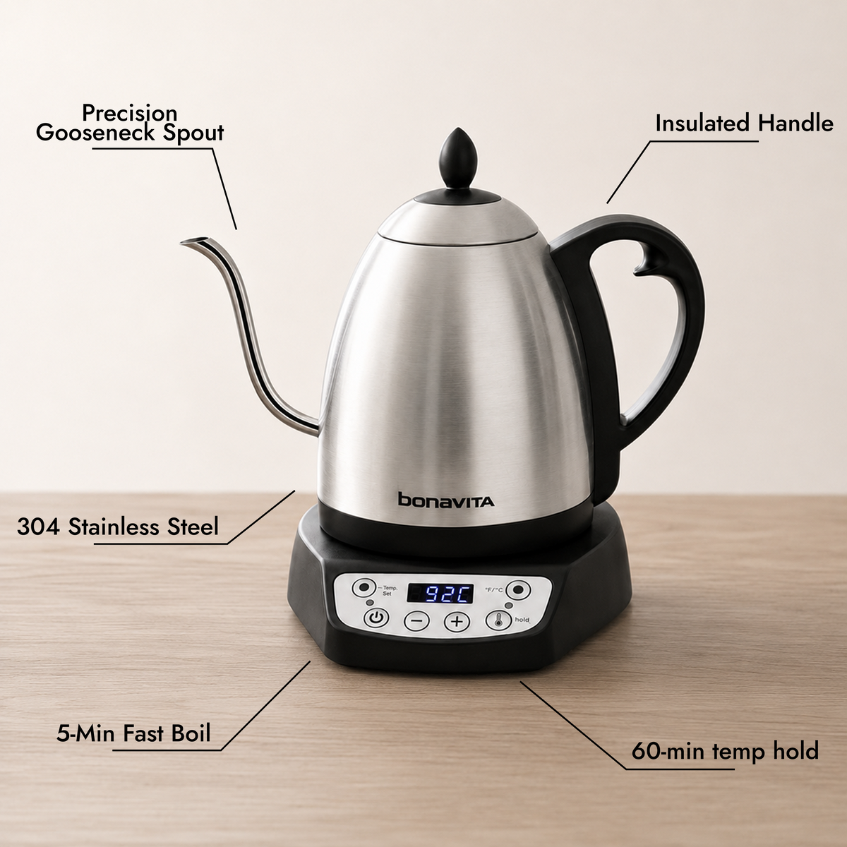 Bonavita Classic 1L Temperature-Control Gooseneck Kettle