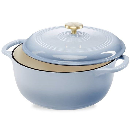 6 Quart Baby Blue Enamel Cast-Iron Dutch Oven