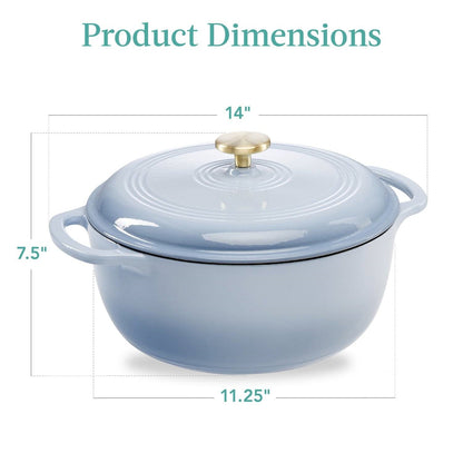 6 Quart Baby Blue Enamel Cast-Iron Dutch Oven