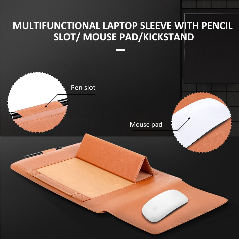 PU Leather Laptop Sleeve with Support Frame