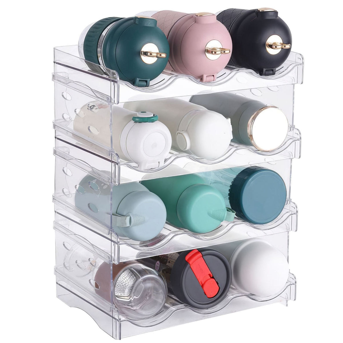 4-Tier Stackable Bottle Organizer, 12 Bottles