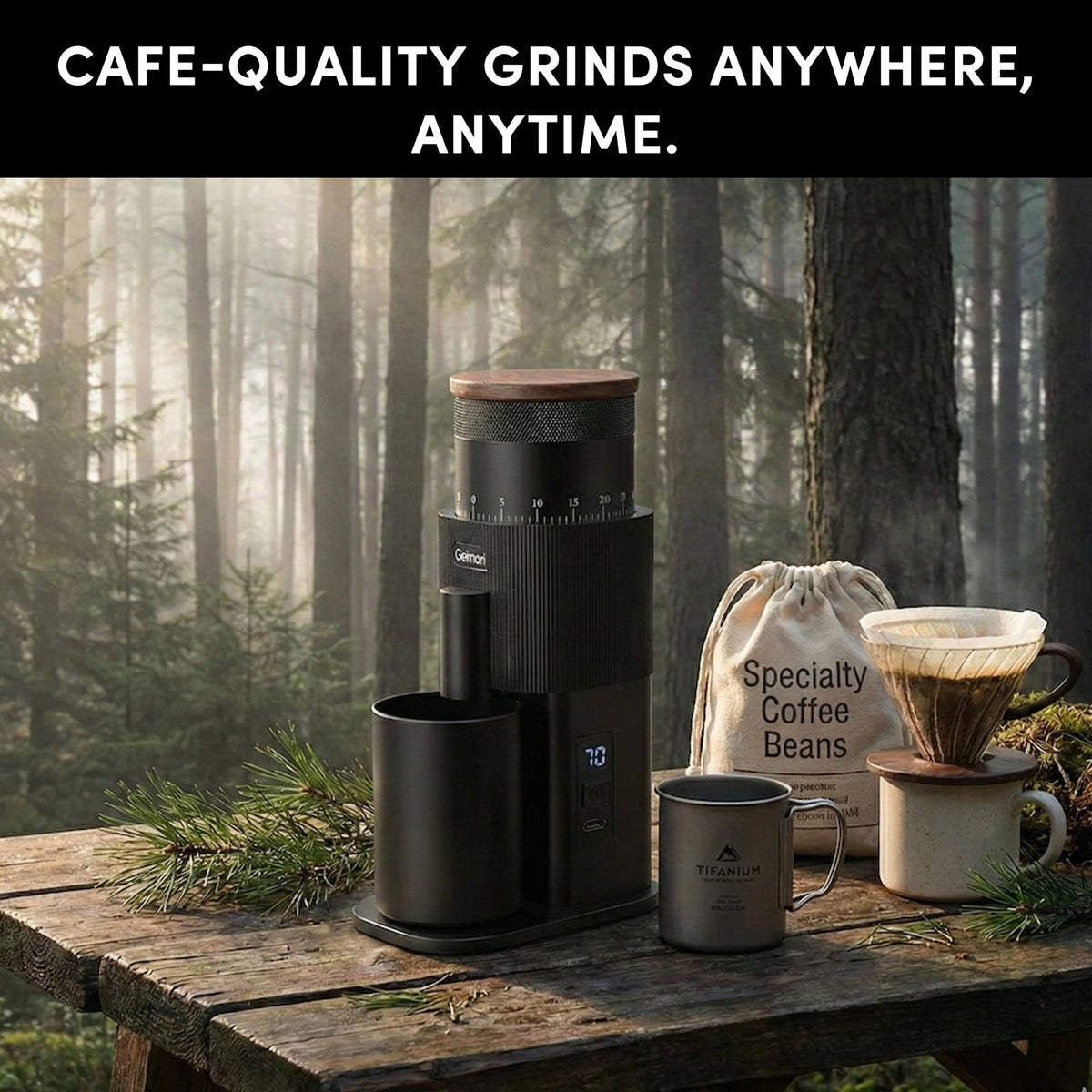 Geimori T38 Portable Coffee Grinder, 38mm Burr
