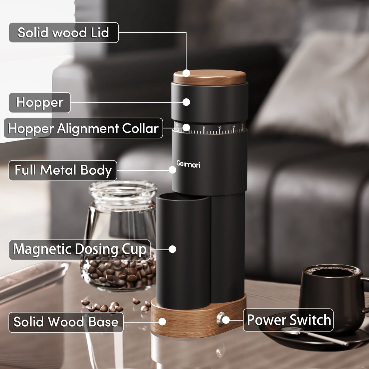 Geimori T38 Plus Portable Coffee Grinder, 38mm Burr