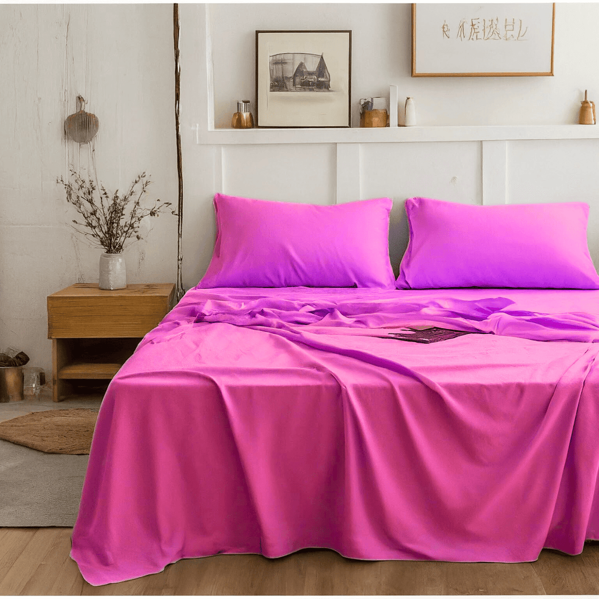 Tache Microfiber Rose Pink Bed Sheet Set