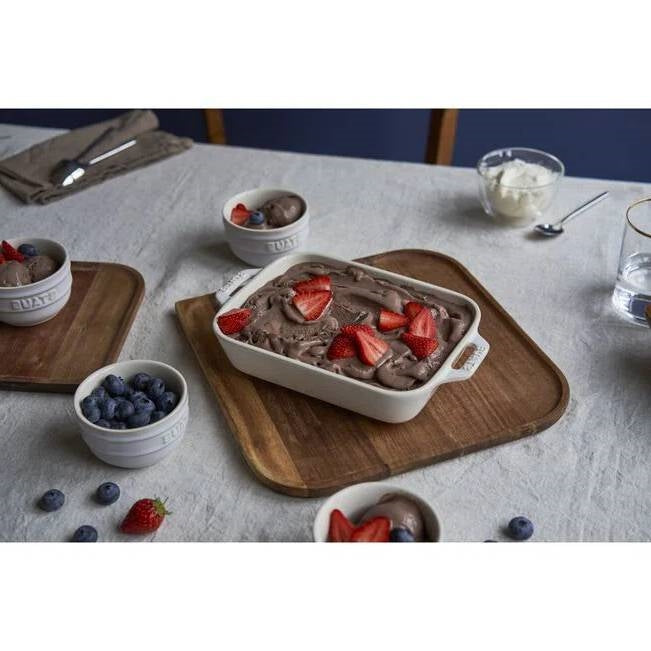 2 Piece Stoneware Baking Dish Set in Ivory Cream Beige