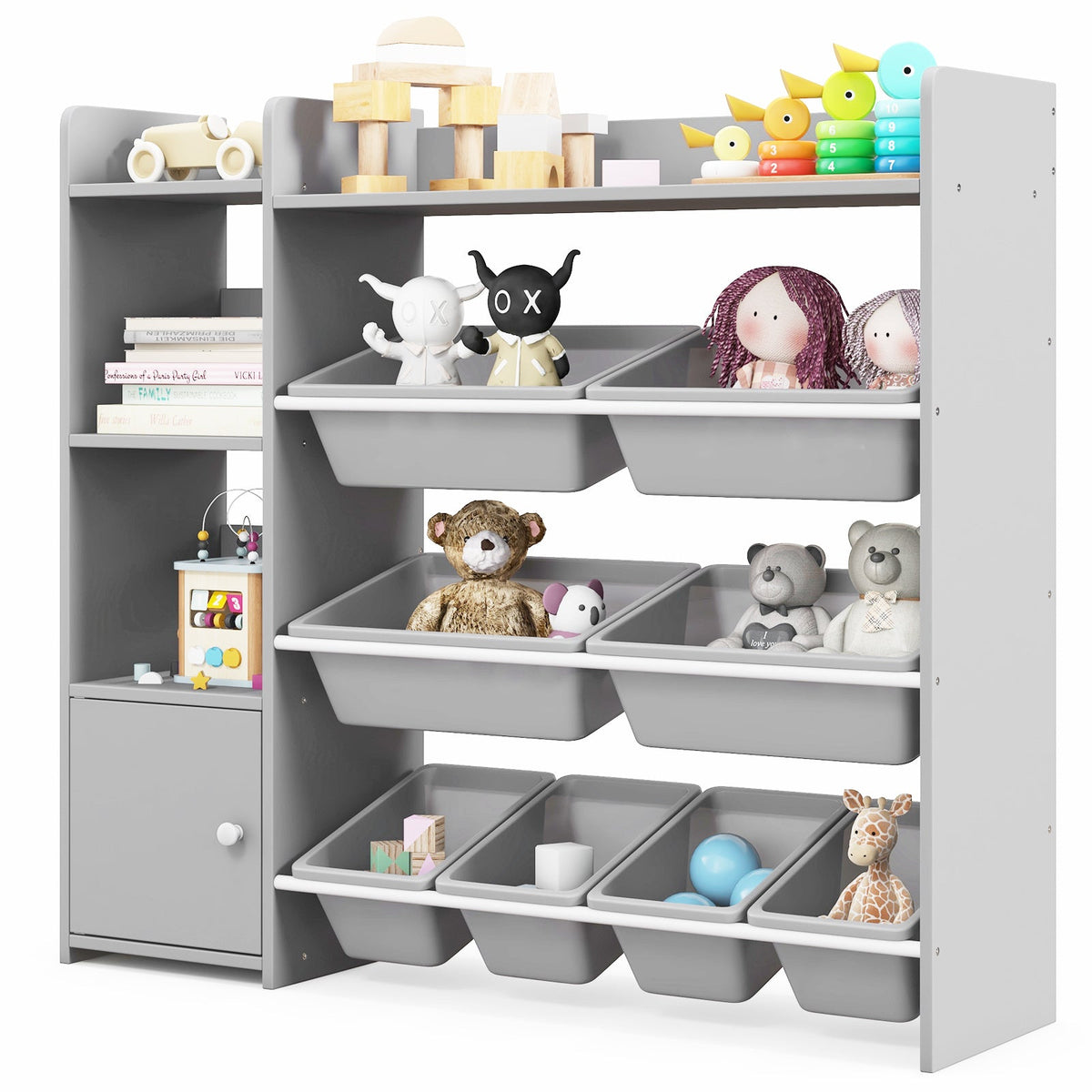 4-Tier Kids Bookshelf and Toy Storage Rack
