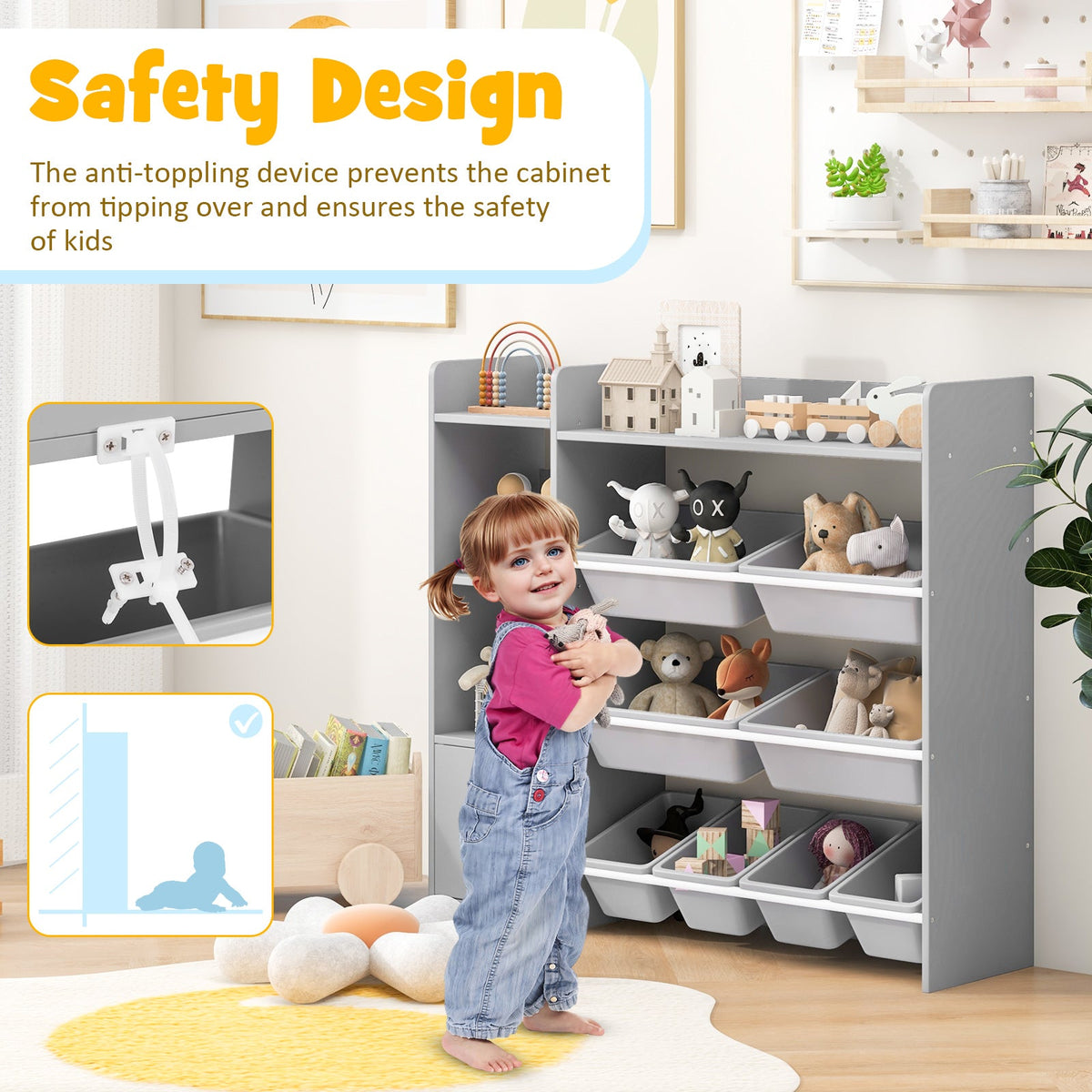 4-Tier Kids Bookshelf and Toy Storage Rack