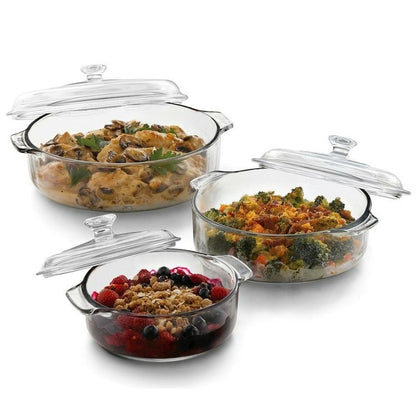 6-Piece Round Glass Casserole Set with Lids