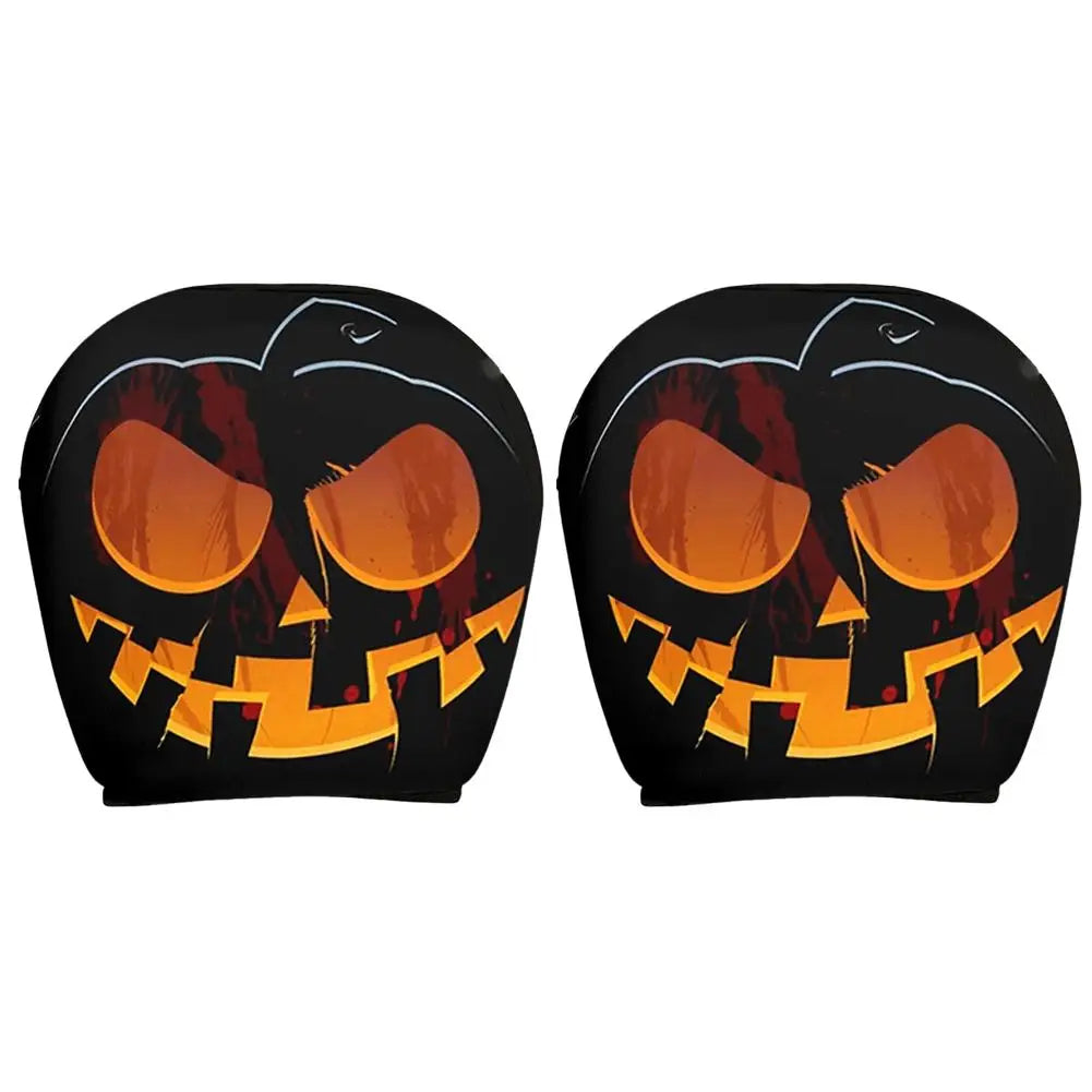 2Pcs Grim Reaper Skull Headrest Covers—Halloween Auto Decor