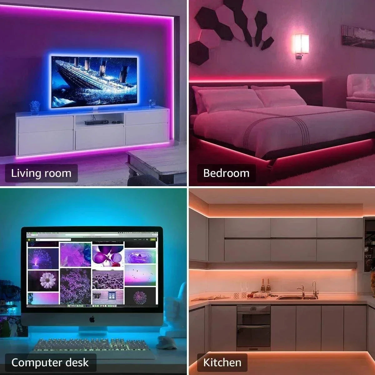 Smart RGB LED Strip Lights with Music Sync