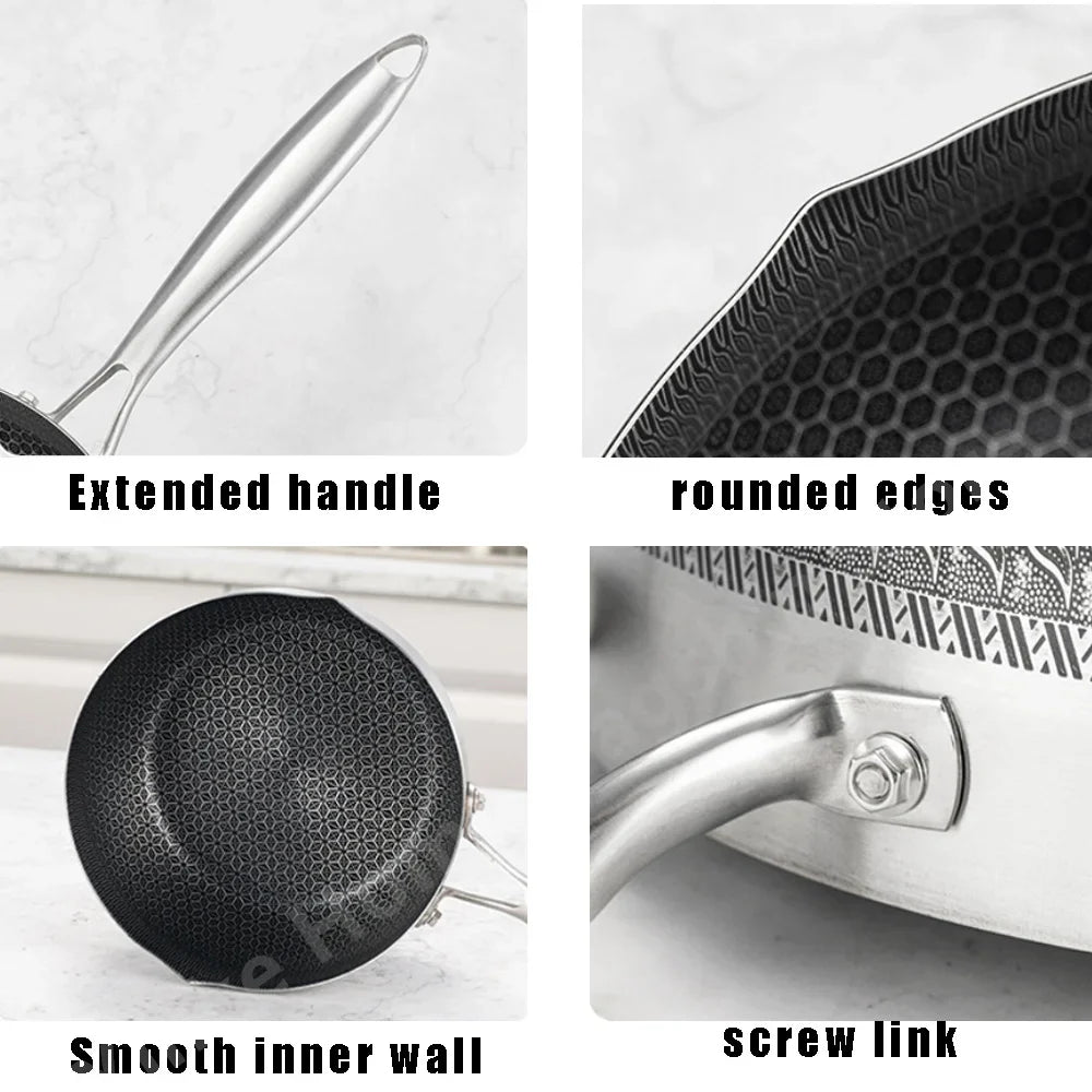 Stainless Steel Honeycomb Frying Pan