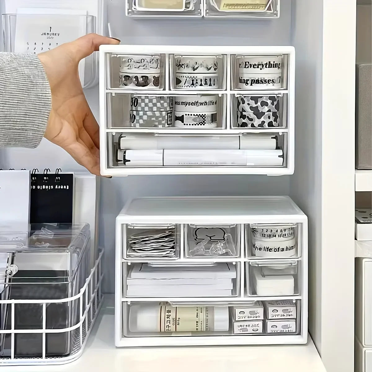 Plastic Desk Organizer with Drawer
