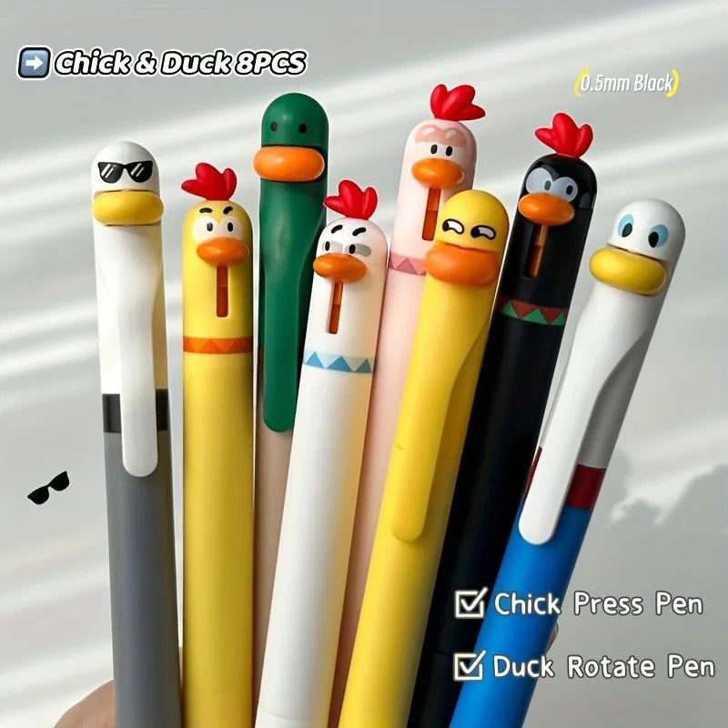4-Piece Chicken Gel Pen Set, 0.5mm Black Ink