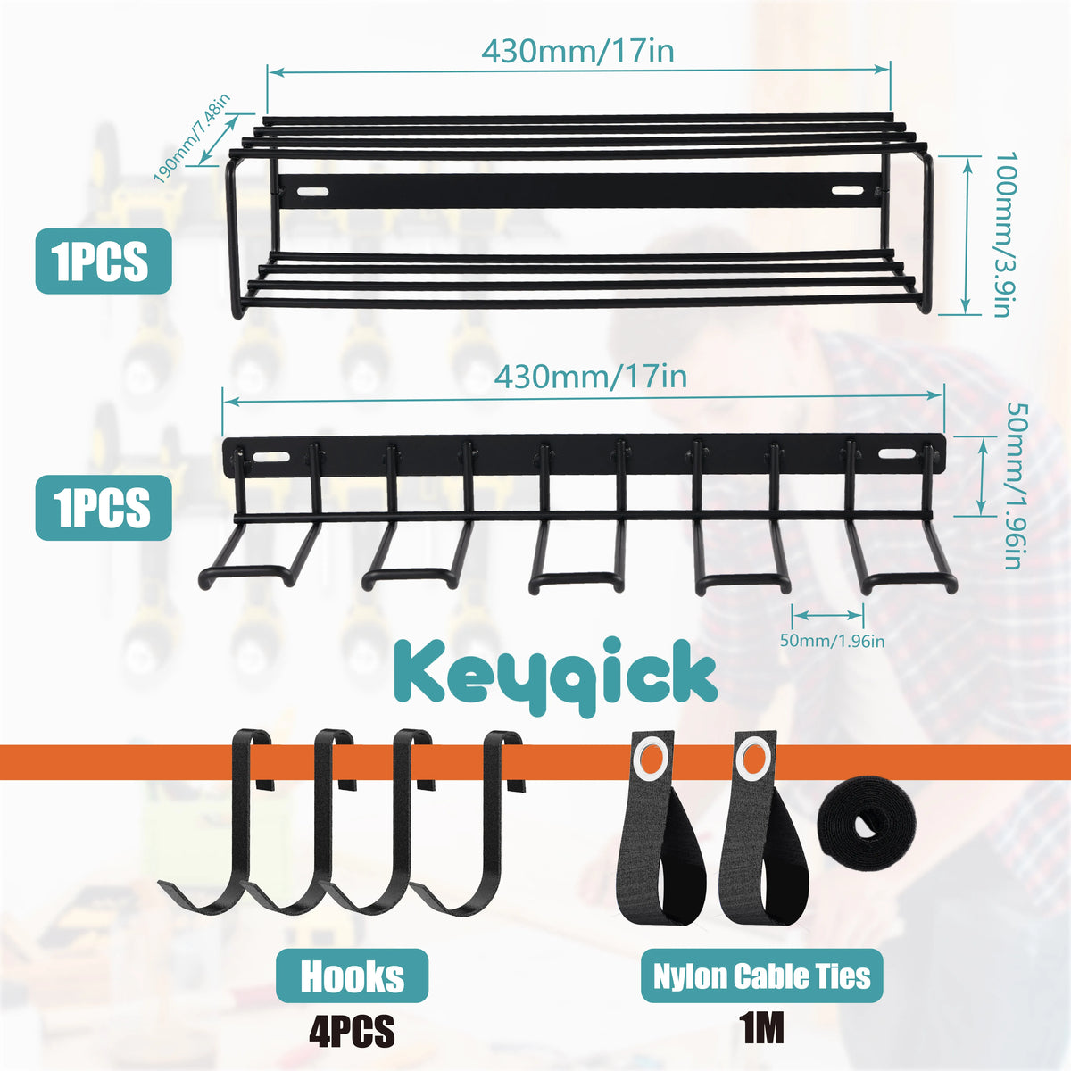 Heavy-Duty Wall-Mounted Power Tool Organizer