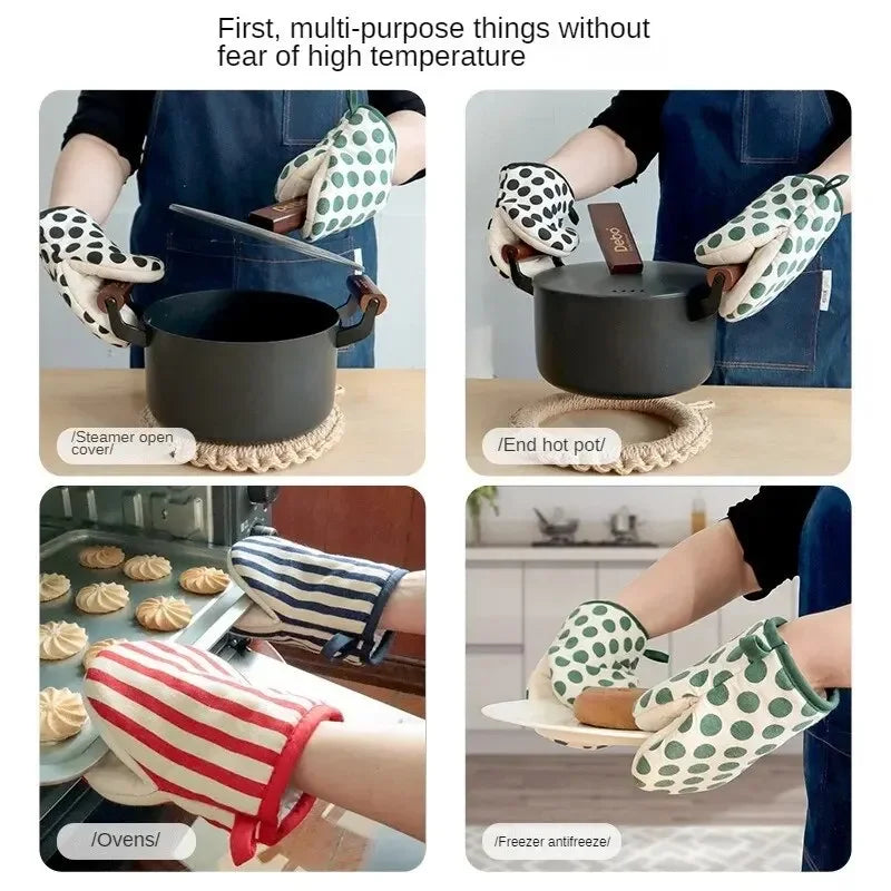 Polka Dot Heat Resistant Oven Mitts