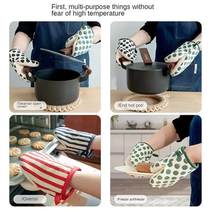 Polka Dot Heat Resistant Oven Mitts