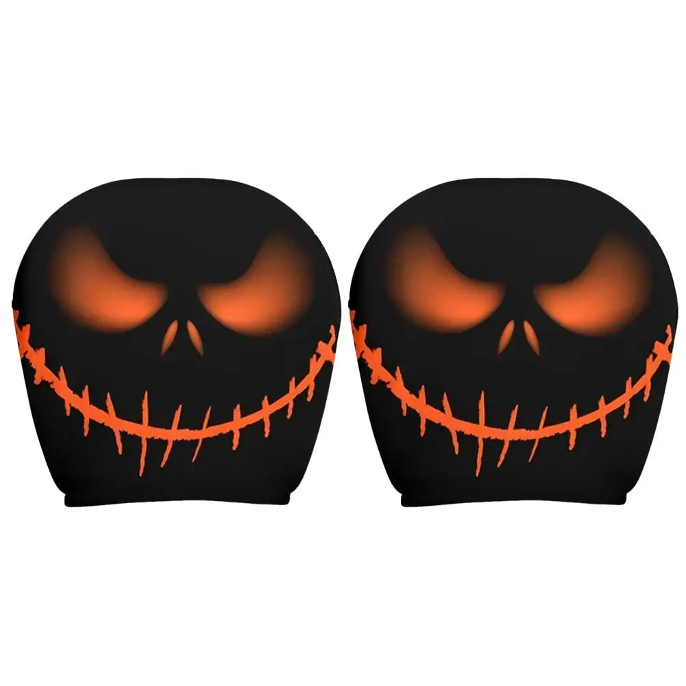 2Pcs Grim Reaper Skull Headrest Covers—Halloween Auto Decor